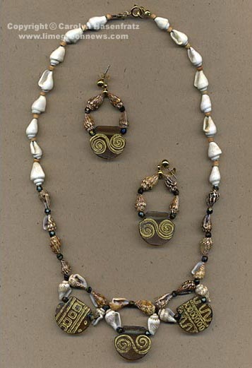 Shell Necklace with Resin Beads