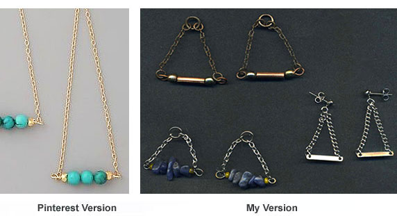 Earrings with bar dangles