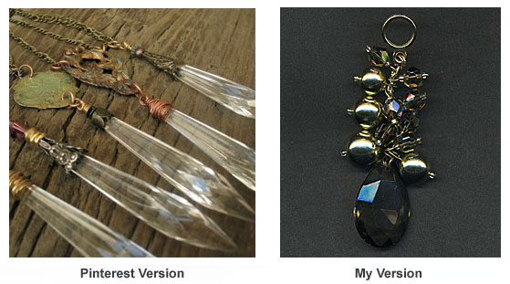 Necklace pendants made with chandelier prisms