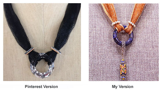 Necklaces with donuts of glass and stone