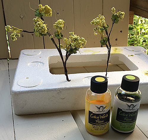 Painting faux flowers with Color Wash paint by Tattered Angels
