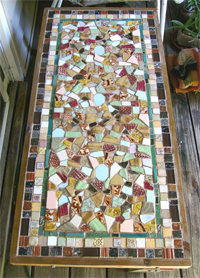 Mosaic Table Top With Textured Clay Tiles